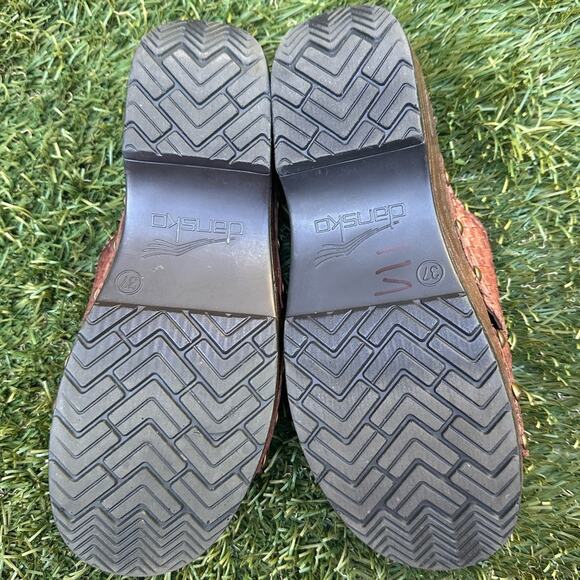Dansko Mila Woven Clog Slides Leather Wooden Platform Casual Sandals Sz 37 EU - Picture 9 of 10
